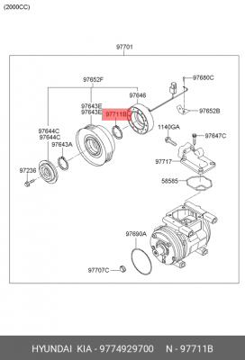 СТОПОРНОЕ КОЛЬЦО КОМПРЕССОРА КОНДИЦИОНЕРА 9774929700 HYUNDAI KIA
