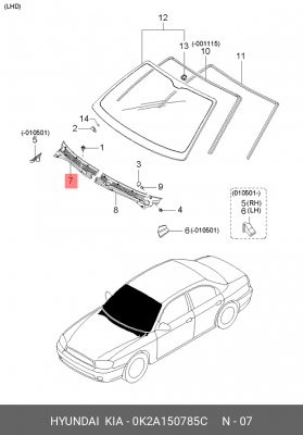 Kia Spectra решетка воздухозаборника перед.прав. 0K2A150785C HYUNDAI KIA