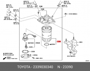 Toyota LC 150 2.8D фильтр топливный 23390-30340 TOYOTA