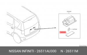 Nissan Note, Pathfinder R51 стекло подсветки номерного знака 26511-AU300 NISSAN INFINITI