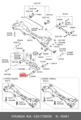 Hyundai SantaFe 06-12/H1 07-/Kia Sorento 09-12 Болт переднего рычага горизонталь 626172B000 HYUNDAI KIA