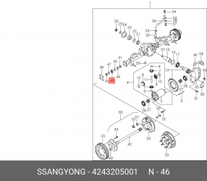 SS Kyron/Actyon 07-10 Кольцо стопорное задней полуоси KSC (с 08г) двуряд 4243205001 SSANG YONG