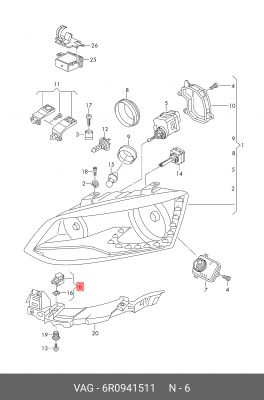 VAG Polo Sedan скрепка крепления фары 6R0 941 511 VAG