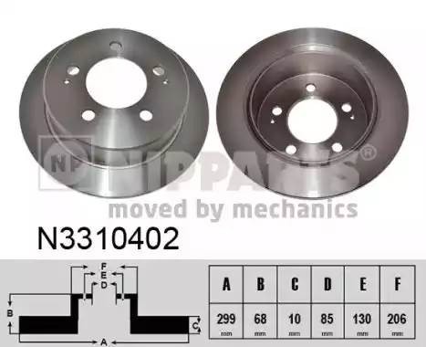SS Kyron / Actyon 06-10/ Actyon Sports 06-11 - диск тормозной задний  299x10 N3310402 H B JAKOPARTS NIPPARTS