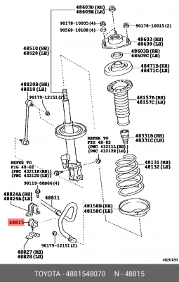 Toyota Highlander 08-14, Lexus RX270/350/450H 08-  втулка переднего стабилизатор 48815-48070 TOYOTA
