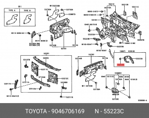 Toyota клипса гайка крепления локера 90467-06169 TOYOTA
