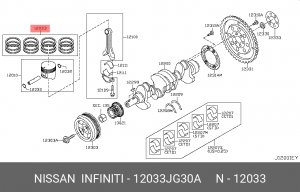 Nissan X-Trail T31 Кольца поршневые std 12033-JG30A NISSAN INFINITI