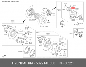 Hyundai Tucson07-/Sportage07-09/Getz/Elantra 06-09/NF 04-08 палец задн суппорта  582214D500 HYUNDAI KIA