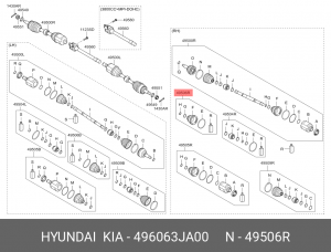 hyundai IX55 Пыльник внутренний правый ШРУС (перед) 496063JA00 HYUNDAI KIA