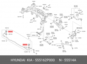 Hyundai SantaFe 10-12 Скоба втулки стабилизатора заднего 555162P000 HYUNDAI KIA