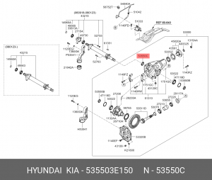 Kia SorentoBL 02-11 Сальник перед редуктора(м/у промвалом и редуктором) 535503E150 HYUNDAI KIA