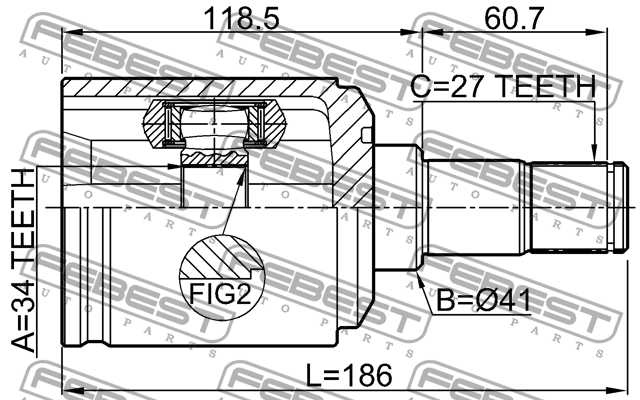 ШРУС внутренний левый 34X41X27 1411-KORMTLH FEBEST