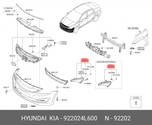 Hyundai Solaris 2014 ДХО правый 922024L600 HYUNDAI KIA