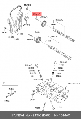 БОЛТ M6 243602B000 HYUNDAI KIA