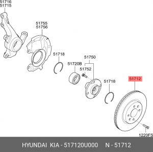 Тормозной диск (Диск торм. пер Solaris) 51712-0U000 HYUNDAI KIA