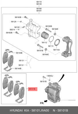 Kia Seltos 4WD - колодки передние 58101J9A00 HYUNDAI KIA