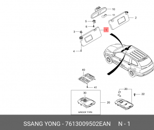 SSang Yong козырек солнцезащитный 7613009502EAN SSANG YONG