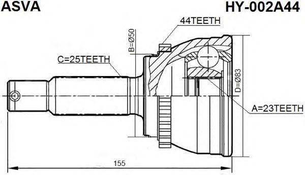 Hyundai Matrix 1,8 ШРУС наружный 23*50*25 HY-002A44 ASVA
