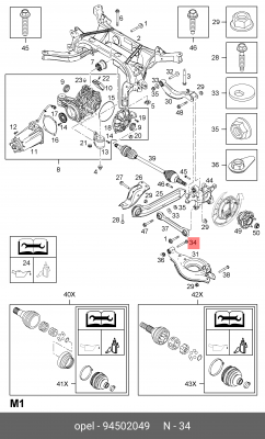 Chevrolet Captiva C100/Antara06-11 болт задн подпружин рычага 94502049 GENERAL MOTORS