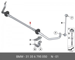 BMW F10 X530 стабилизатор передний с втулками 31 35 6 795 050 BMW