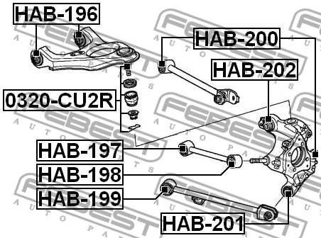 Сайленблок заднего поперечного рычага HAB-197 FEBEST