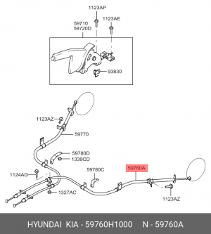 Hyundai Terracan Трос ручного тормоза левый 59760H1000 HYUNDAI KIA