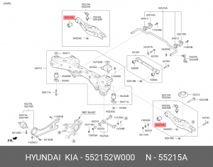 Hyundai SantaFe 2012 сайлентблок заднего подпружинного рычага( под развальный бо 55215-2W000 HYUNDAI KIA