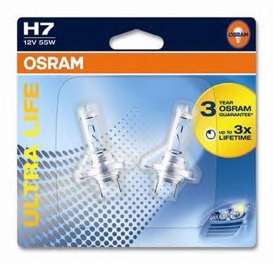 H7 55W 12V PX26D ULTRA LIFE (блистер к-т) тройной срок службы 64210ULT02B OSRAM