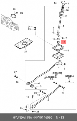 Пыльник рычага  КПП KKY0146090 HYUNDAI KIA