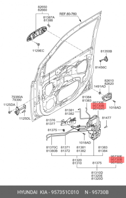 АКТУАТОР ЗАМКА ДВЕРИ, 15ВТ 957351C010 HYUNDAI KIA