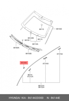 Hyundai Клипса молдинга 861442D000 HYUNDAI KIA
