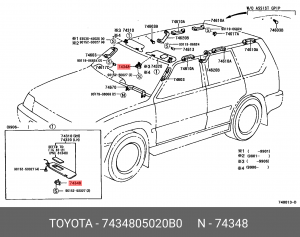 Toyota Avensis T250 кронштейн солнцезащитного козырька 74348-05020-B0 TOYOTA