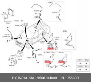 Hyundai Ix55 Датчик ABS задний правый (без провода) 956813J000 HYUNDAI KIA