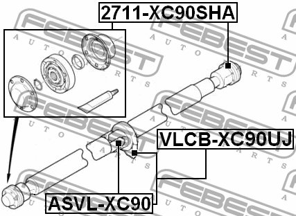 SS Actyon 11- Крестовина карданного вала ASVL-XC90 FEBEST