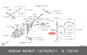 Nissan Patrol сальник-уплотнение топливной форсунки 132762W211 NISSAN INFINITI