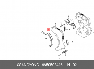 SS Kyron 2.0D/Actyon 2.0D успокоитель цепи ГРМ 6650502416 SSANG YONG