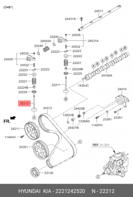 Hyundai дв. D4B* клапан выпускной 2221242520 HYUNDAI KIA