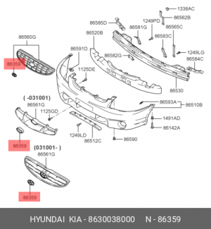 Hyundai  эмблема пластик 8630038000 HYUNDAI KIA