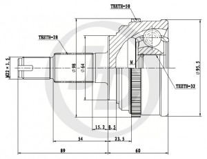 Honda CRV 97-00 ШРУС наружный 28x64x32 ABS 50 JCT0009A JUST DRIVE