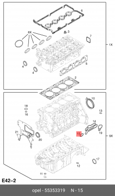 Chevrolet Aveo 101лс/T300 116л.с/Cruze 1,6 112лс/1.8 прокладка маслоохладителя к 55353319 GENERAL MOTORS