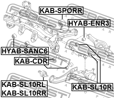 Hyundai ix35 11-/Sportage 10- сайлентблок зад продольного рычага перед лев KAB-SL10RL FEBEST