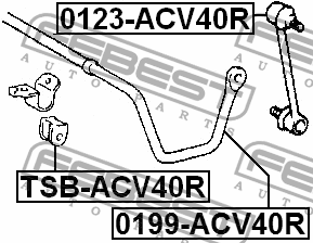Toyota CAMRY ACV40,GSV40, 50 втулка стабилизатора заднего TSBACV40R FEBEST