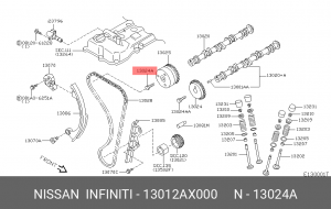 Nissan CR14 болт крепления муфты фазорегулятора 13012-AX000 NISSAN INFINITI