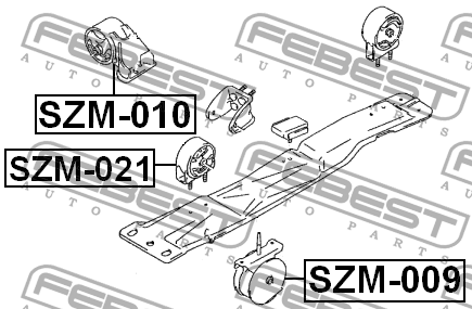 Подушка двигателя передняя SZM-021 FEBEST