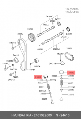Hyundai SOHC.Гидрокомпенсатор 24610-22600 2461022600 HYUNDAI KIA