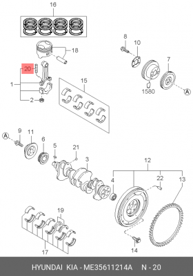 Kia Spectra 1,6 - болт шатуна ME35611214A HYUNDAI KIA