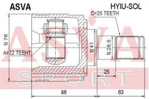 ШРУС внутренний 22x41x25 HYIU-SOL ASVA