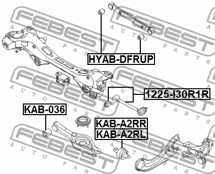 Kia Ceed 12-/i30 12- сайлентблок заднего подпружинного рычага внутренний(под раз KAB-036 FEBEST