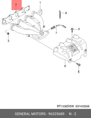 Daewoo Matiz 1,0/Aveo 1.2 8кл  Прокладка выпускного коллектора 96325689 DAEWOO