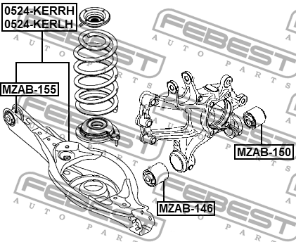 Mazda 6, CX5 Сайлентблок заднего подпружинного рычага MZAB-155 FEBEST